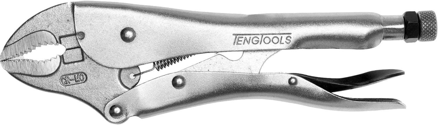 Teng Tools 12 Inch Plated, Round  Flat Power Grip Locking Pliers - 401-12, Silver