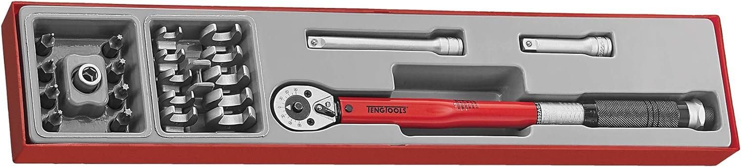 Teng Tools 22 Piece 3/8 inch Drive Torque Wrench and Crows Foot Set NM 20-100 - TTX3892, Silver Teng Tools 22 Piece 3/8 inch Drive Torque Wrench and Crows Foot Set NM 20-100 - TTX3892, Silver