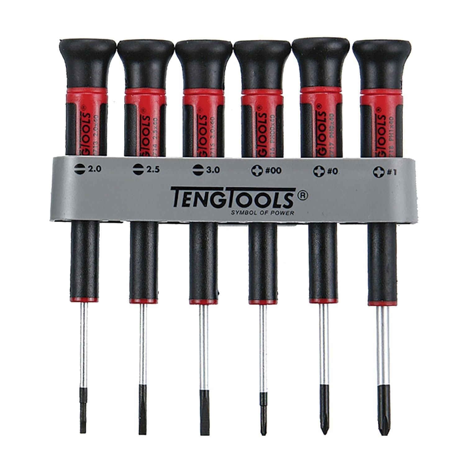 Teng Tools 6 Piece Flat Regular And PH Type Mini Screwdriver Set - MDM706, Silver Teng Tools 6 Piece Flat Regular And PH Type Mini Screwdriver Set - MDM706, Silver