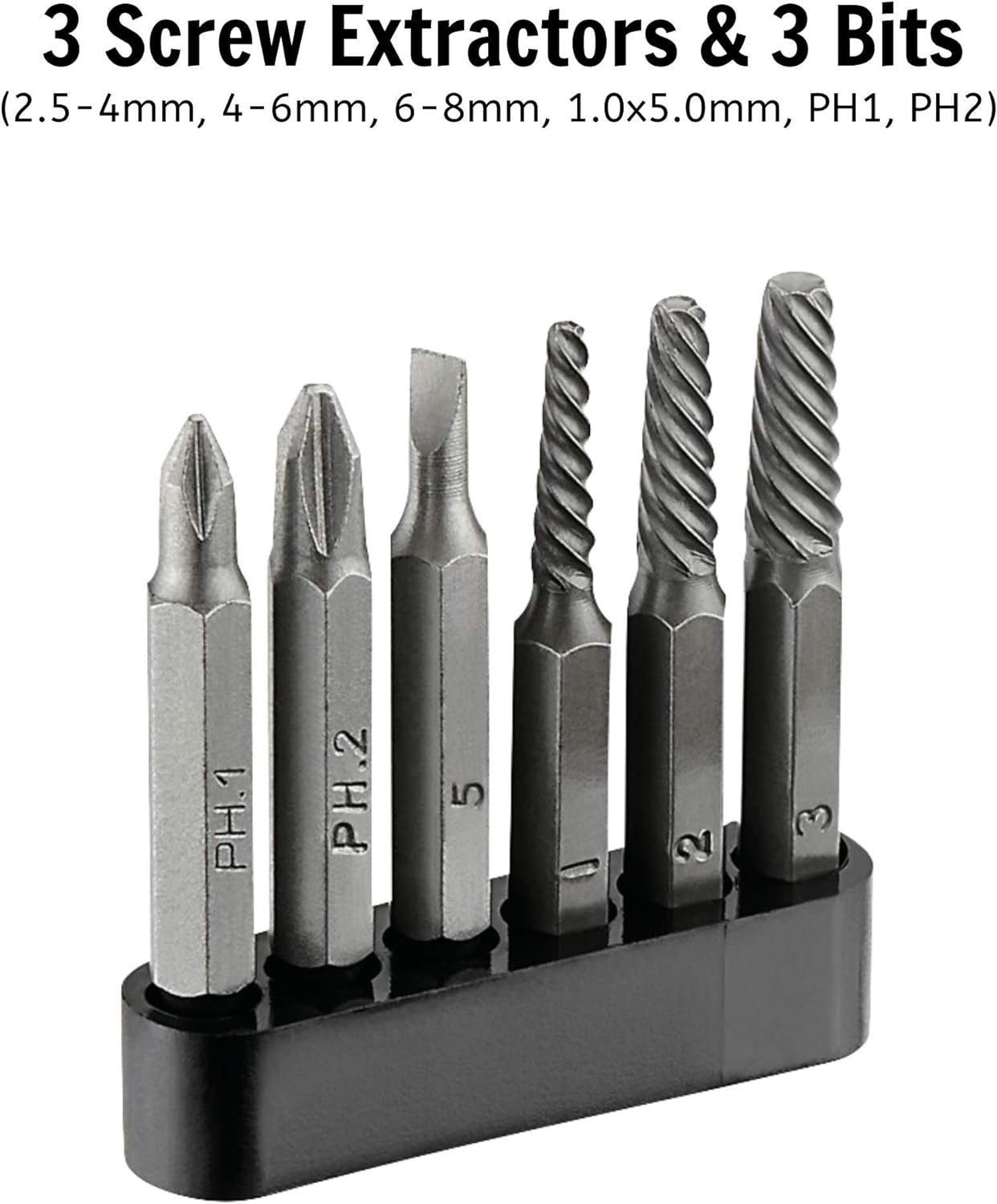 Teng Tools 7 Piece 1/4 Inch Drive Mini Reversible Manual Hand Impact Driver/Extractor Set - IDSE7, Silver