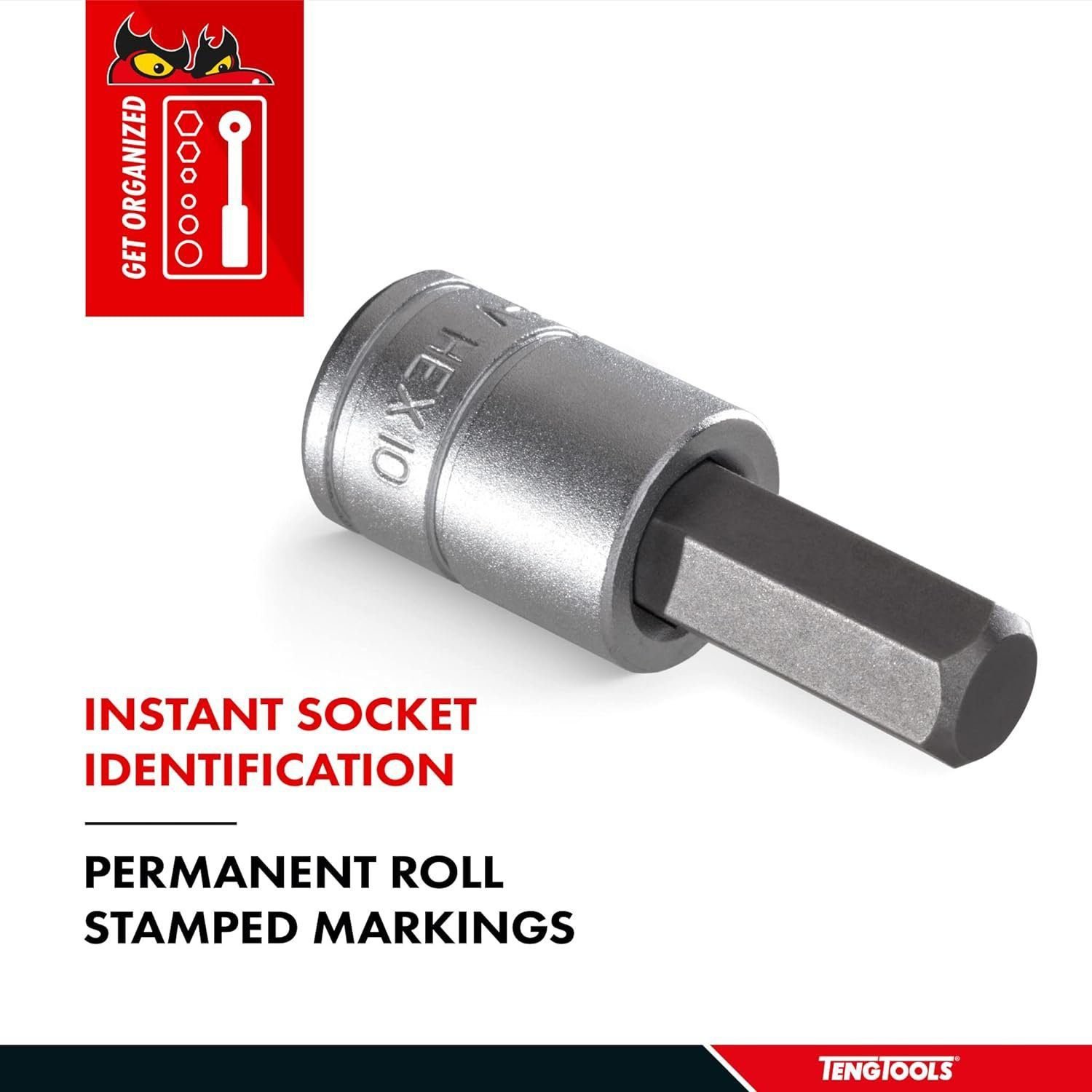 Teng Tools 7MM 1/2 Inch Drive Metric Hex Chrome Vanadium Socket | Mechanic Tool | Hand Tool - M121507-C