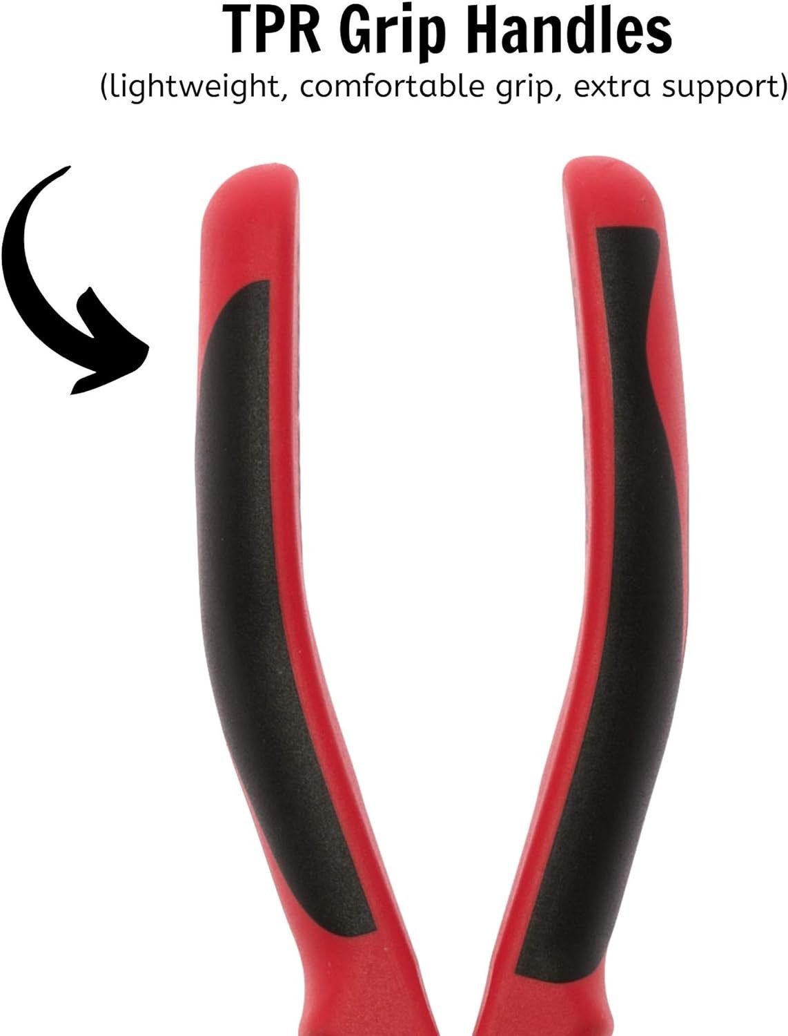 Teng Tools 8 Inch TPR Grip Long Nose Long Reach Pliers - MB461-8T, Chrome,Steel