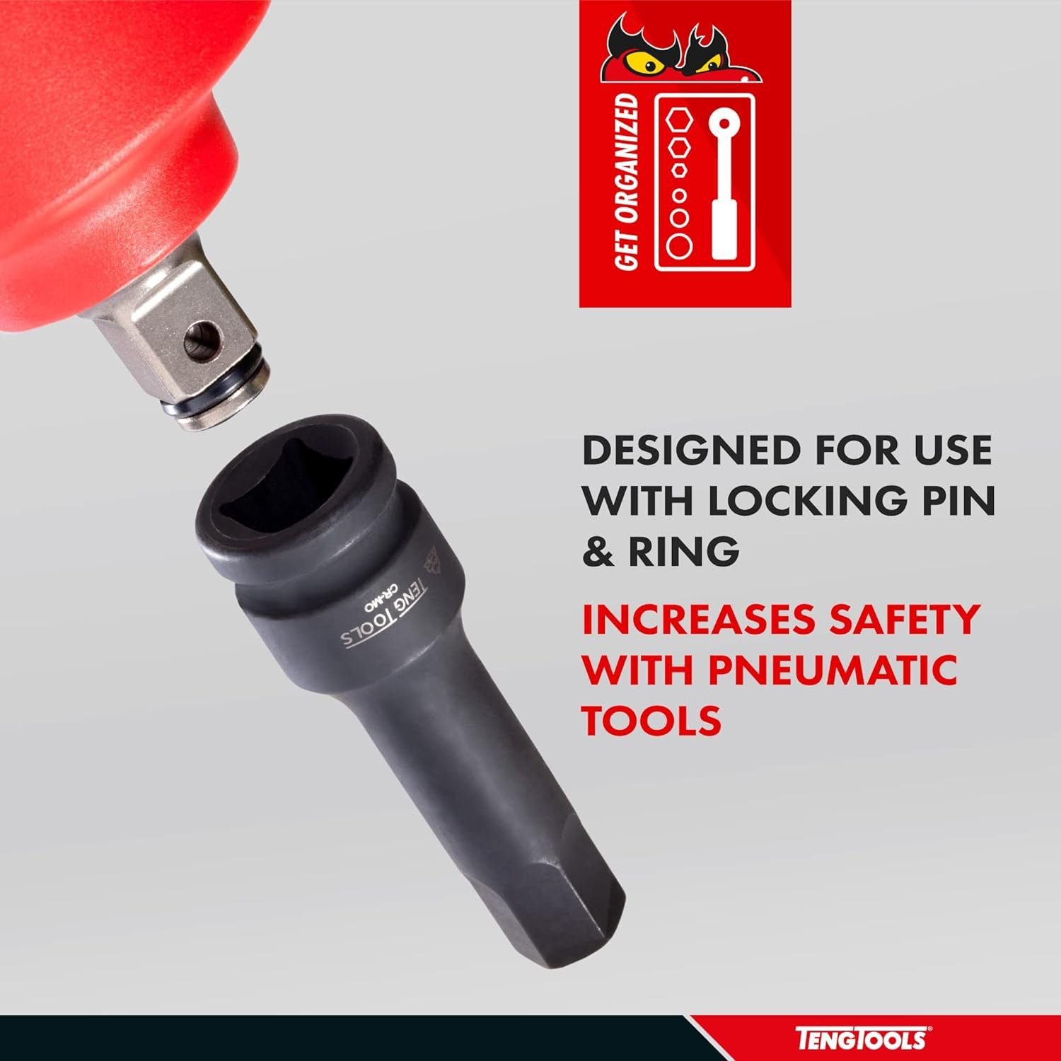 Teng Tools 8MM 3/8 Inch Drive Metric Hex Chrome Molybdenum Impact Socket | Mechanic Tool | Hand Tool - 981508-C