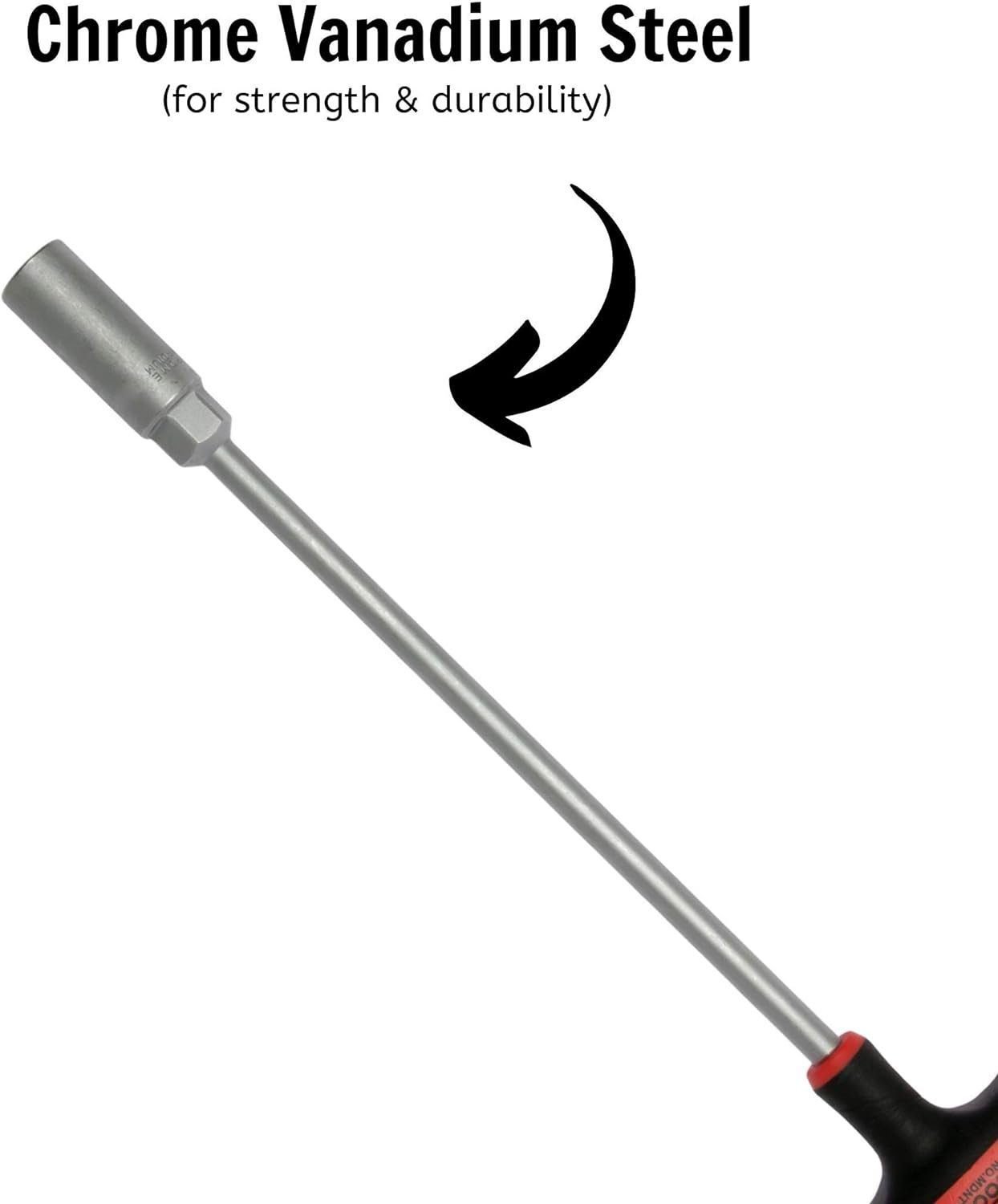 Teng Tools 8mm 6 Point Opening Durable Chrome Vanadium Steel T-Handle Nut Driver - MDNT408, Silver