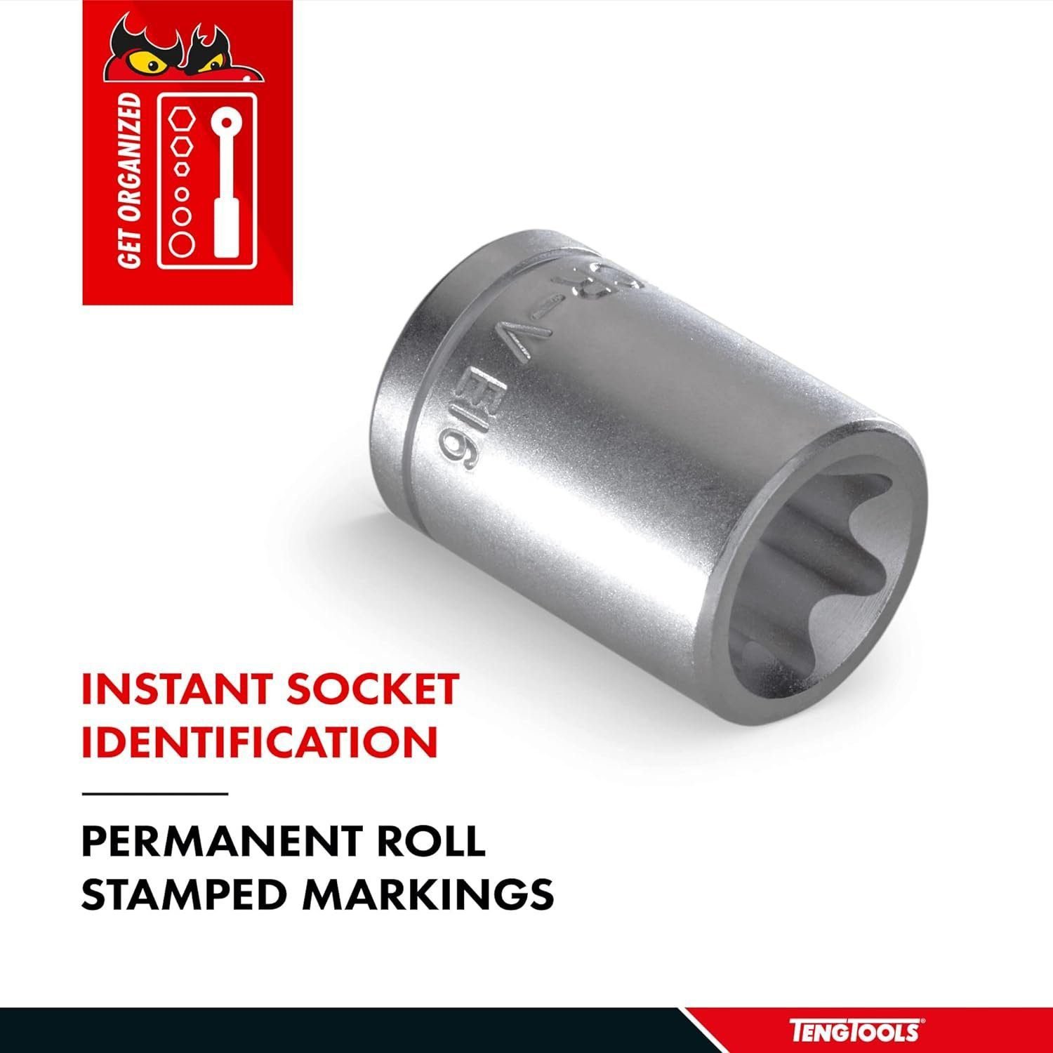 Teng Tools E14 1/2 Inch Drive Female E-Torx Star TX-E Chrome Vanadium Socket | Mechanic Tool | Hand Tool - M120714-C Teng Tools E14 1/2 Inch Drive Female E-Torx Star TX-E Chrome Vanadium Socket | Mechanic Tool | Hand Tool - M120714-C