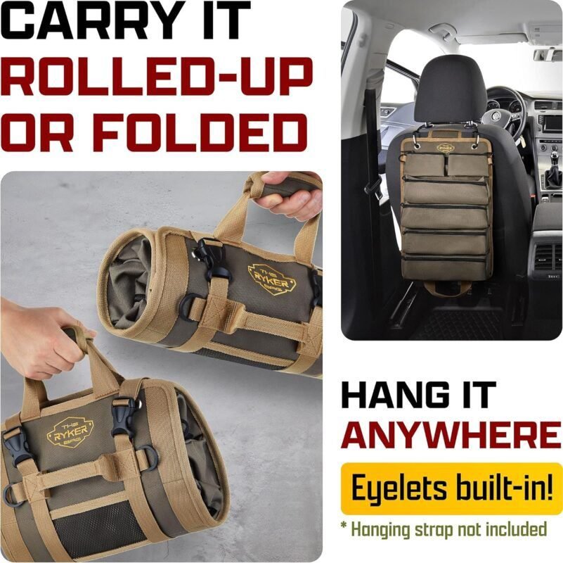 The Ryker Bag Tool Organizers - Small Tool Bag W/Detachable Pouches, Heavy Duty Roll Up Tool Bag Organizer : 6 Tool Pouches - Gifts for Dad Tool Roll Organizer For Mechanic, Electrician Hobbyist The Ryker Bag Tool Organizers - Small Tool Bag W/Detachable Pouches, Heavy Duty Roll Up Tool Bag Organizer : 6 Tool Pouches - Gifts for Dad Tool Roll Organizer For Mechanic, Electrician Hobbyist