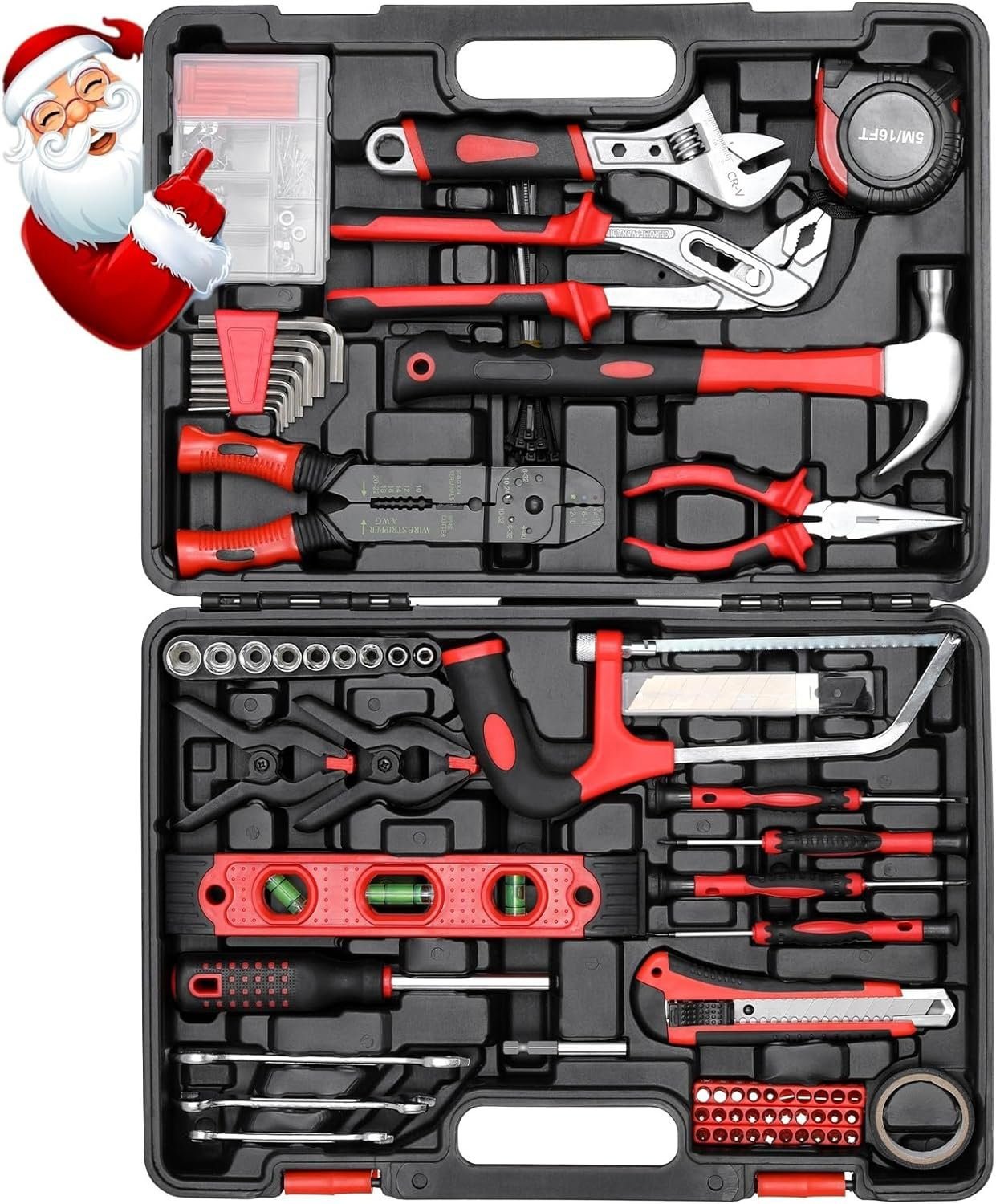 TLGREEN 218 Piece Tool Kit, Tool Set Mechanics Kit, Portable Tool Box Set with Saw Adjustable Wrench Drive Socket Combination Wrench, with Plastic Toolbox, Tool Kit for Home Apartment Garage TLGREEN 218 Piece Tool Kit, Tool Set Mechanics Kit, Portable Tool Box Set with Saw Adjustable Wrench Drive Socket Combination Wrench, with Plastic Toolbox, Tool Kit for Home Apartment Garage