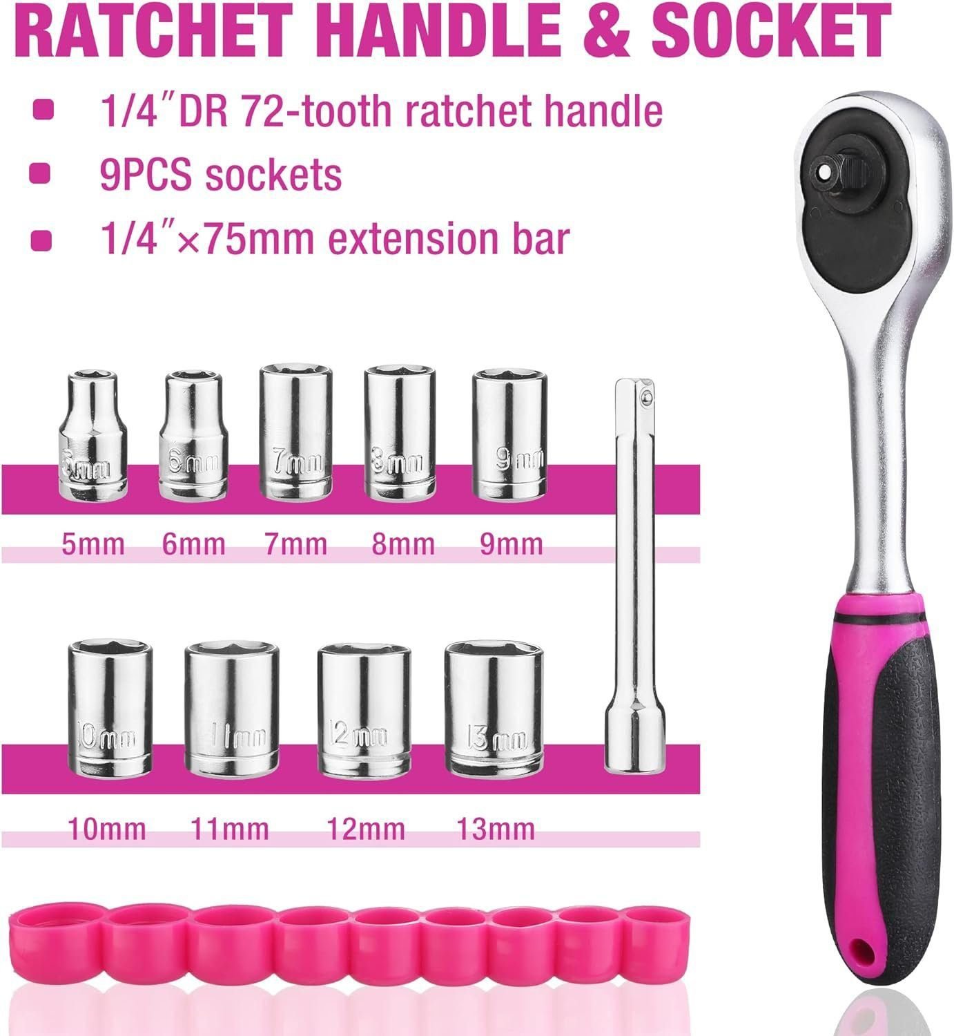 ValueMax Pink Tool Kit, 219-Pieces Home Repairing Tool Set, Household Tool Kit with Wide Mouth Open Storage Bag, Household Hand Tool Set for DIY, Gifts and Basic Home Maintenance ValueMax Pink Tool Kit, 219-Pieces Home Repairing Tool Set, Household Tool Kit with Wide Mouth Open Storage Bag, Household Hand Tool Set for DIY, Gifts and Basic Home Maintenance