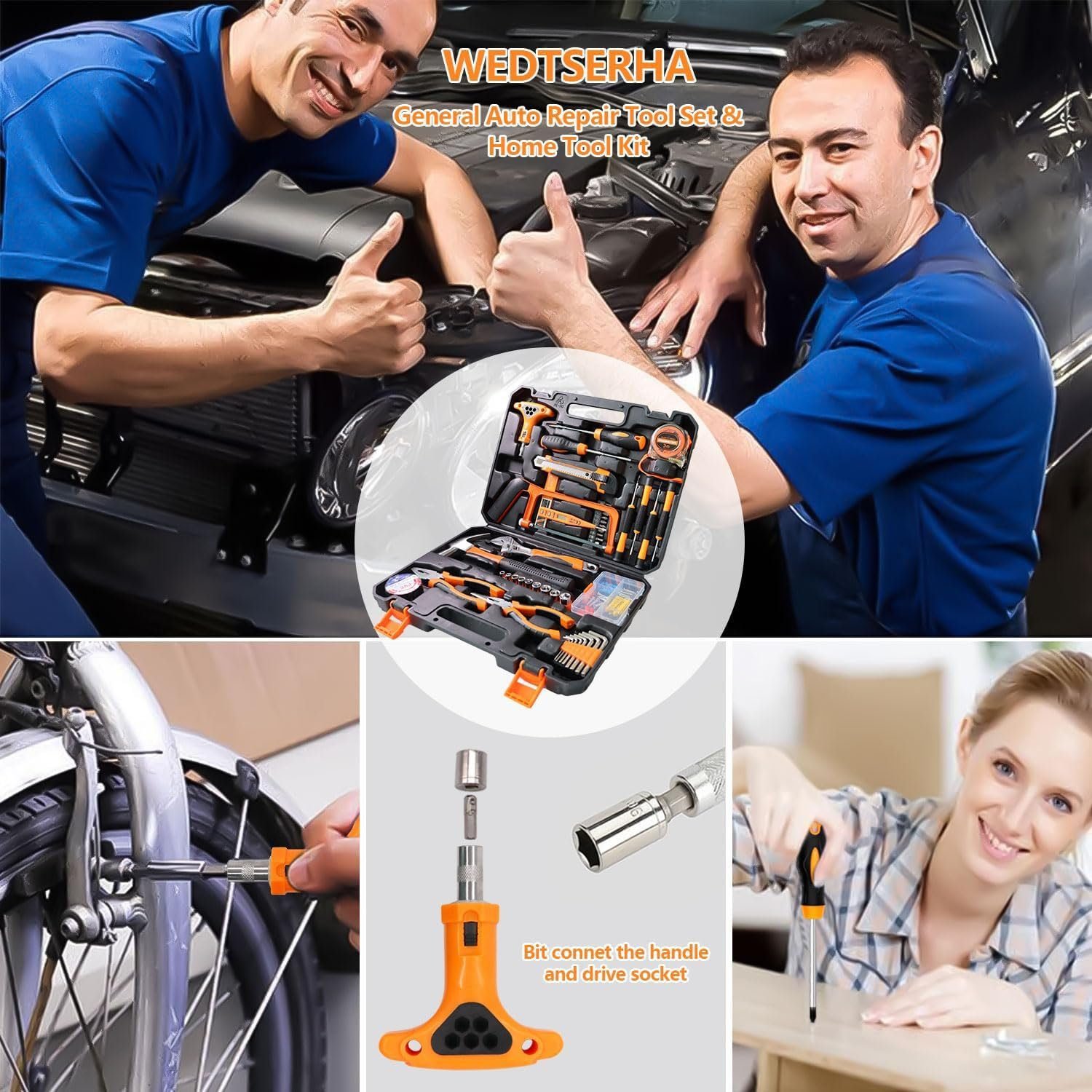 WEDTSERHA® 95 Pcs Tool Set, Home Repair Tool Kit,General Household/Car Toolkit With Portable Toolbox,Perfect for Homeowner DIY Projects,Small Tool Kit for Office College Repairs, Ideal Tools Gifts