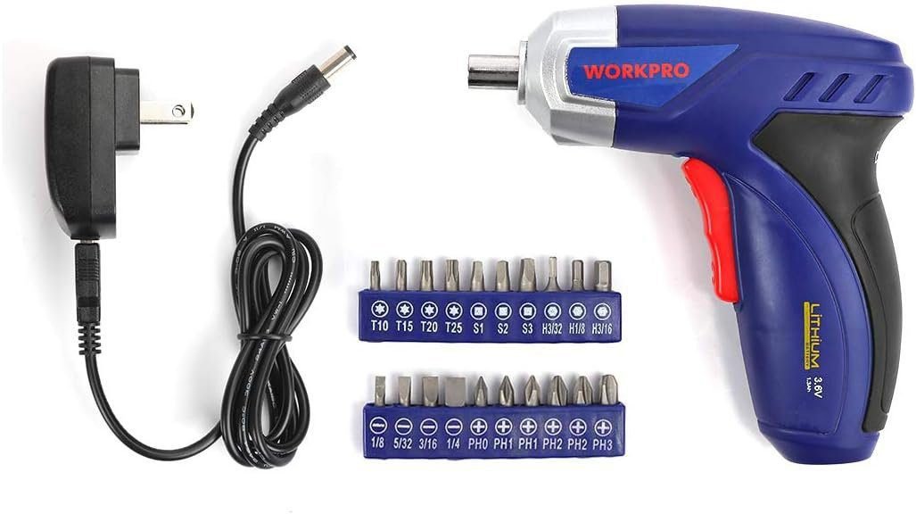 WORKPRO 125-Piece Household Tool Kit – 3.6V Rechargeable Screwdriver  Home Repair Basic Tool Set With 13-Inch Easy Carrying Tools Bag, 125 PCS (W009068A) WORKPRO 125-Piece Household Tool Kit – 3.6V Rechargeable Screwdriver  Home Repair Basic Tool Set With 13-Inch Easy Carrying Tools Bag, 125 PCS (W009068A)